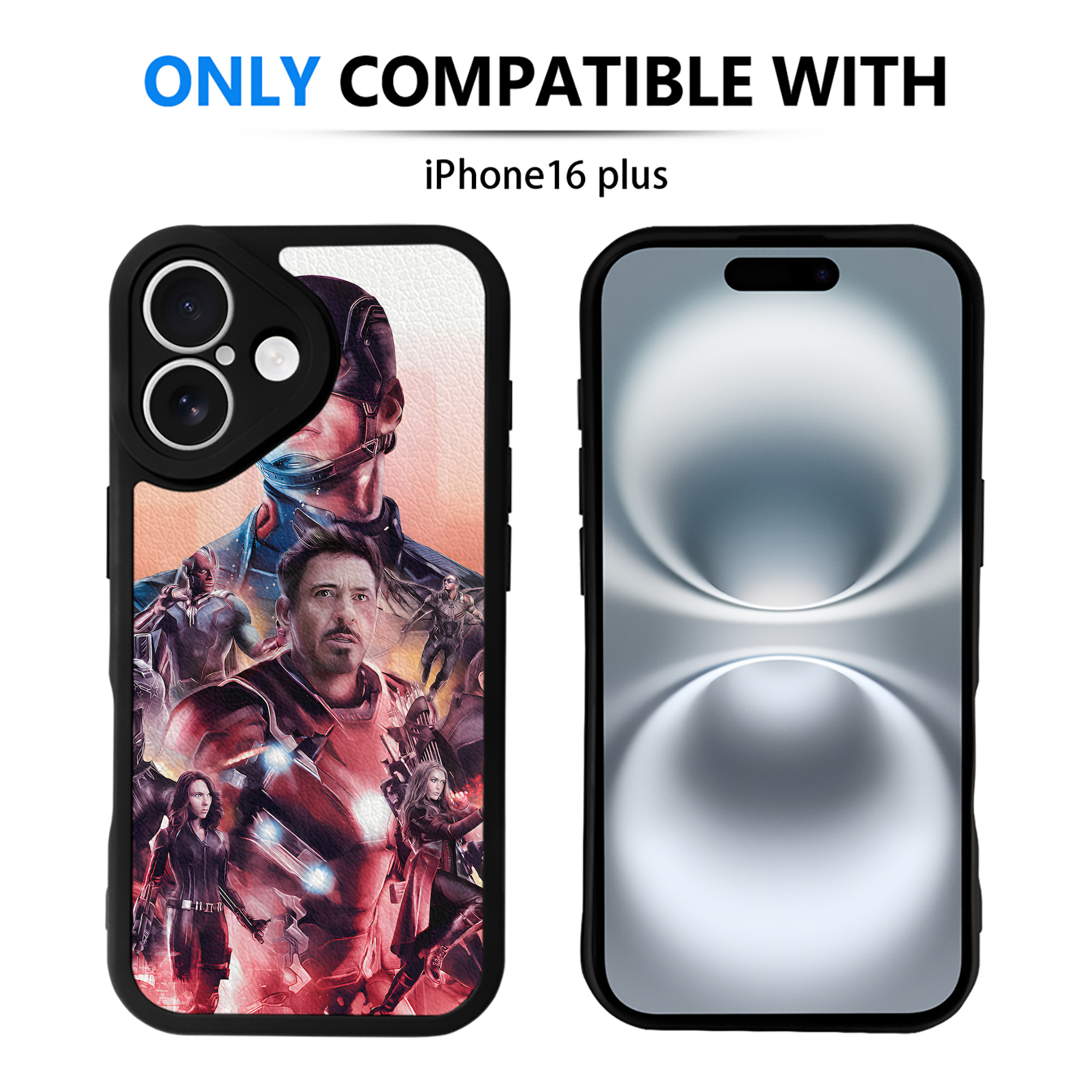 （画像用） アベンジャーズ The Avengers 【iPhone 16シリーズ対応】シリコンスマホケース（レザー調） 材質：シリコン